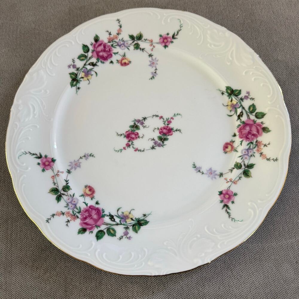 Royal Kent Poland Floral Dinner Plates Set 4 New Gold Trim Pink Roses 10"